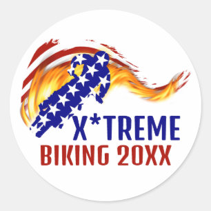 USA Patriotic BMX / DIRT BIKING Classic Round Sticker