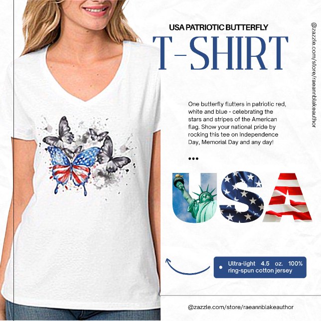 USA Patriotic Butterfly T-Shirt (Creator Uploaded)