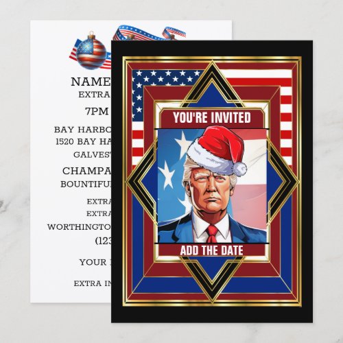 USA Patriotic Deco Christmas Invitation