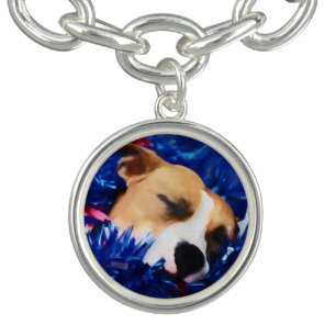 USA Patriotic Dog American Pit Bull Terrier Charm Bracelet