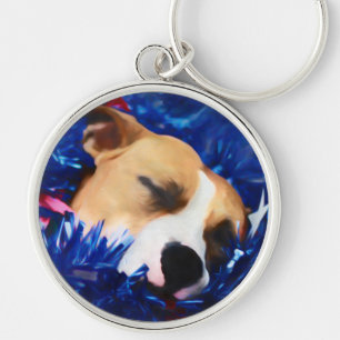 USA Patriotic Dog American Pit Bull Terrier Keychain