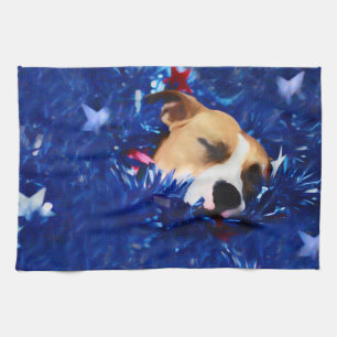 USA Patriotic Dog American Pit Bull Terrier Kitchen Towel