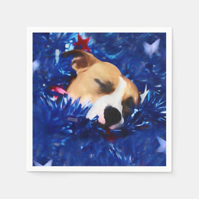 USA Patriotic Dog American Pit Bull Terrier Paper Napkins (Front)