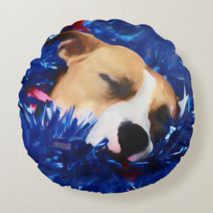 USA Patriotic Dog American Pit Bull Terrier Round Pillow