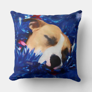 USA Patriotic Dog American Pit Bull Terrier Throw Pillow