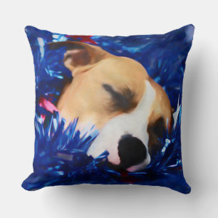 USA Patriotic Dog American Pit Bull Terrier Throw Pillow