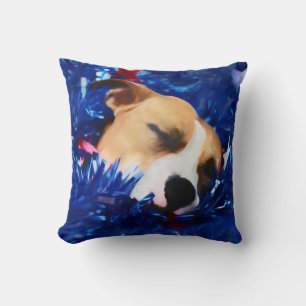 USA Patriotic Dog American Pit Bull Terrier Throw Pillow