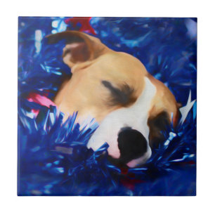 USA Patriotic Dog American Pit Bull Terrier Tile