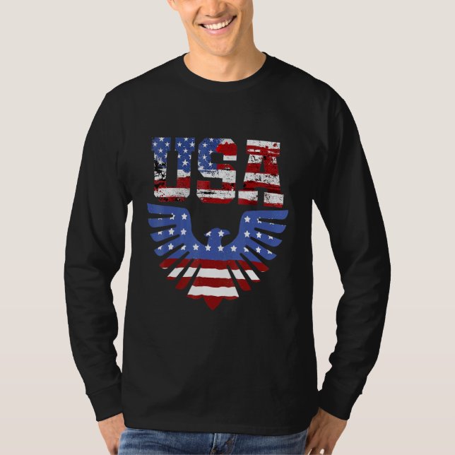 Usa Patriotic Eagle 4th Of July Usa American Flag T-Shirt (Front)