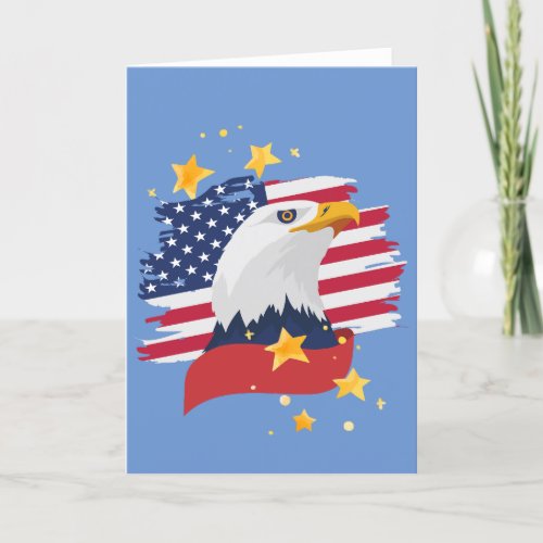 USA Patriotic Eagle Flag Stars Greeting  Card