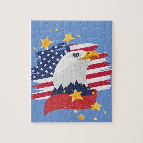 USA Patriotic Eagle Flag Stars Jigsaw Puzzle