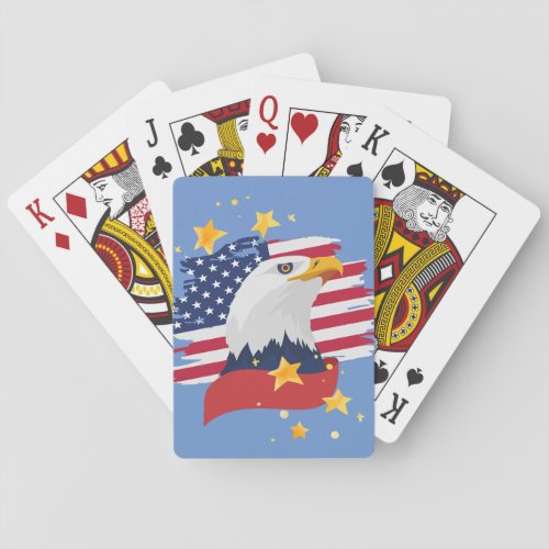USA Patriotic Eagle Flag Stars Playing Cards
