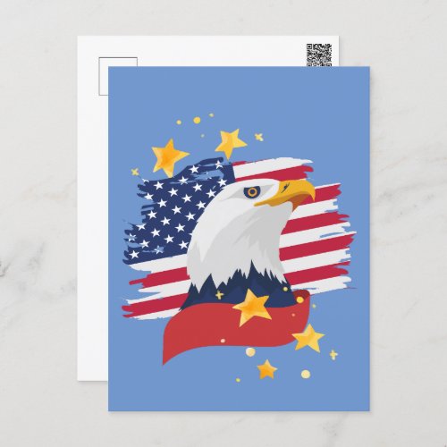 USA Patriotic Eagle Flag Stars   Postcard
