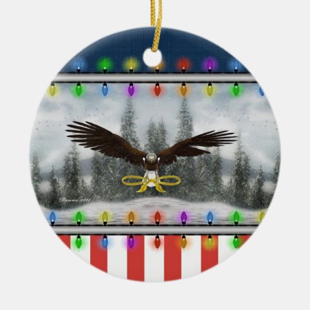 Usa Patriotic Eagle Round Christmas Ornament
