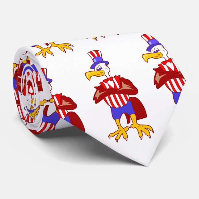 USA Patriotic Eagle Uncle Sam Necktie (Rolled)