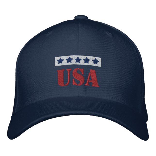 USA Patriotic Embroidered Baseball Cap (Front)