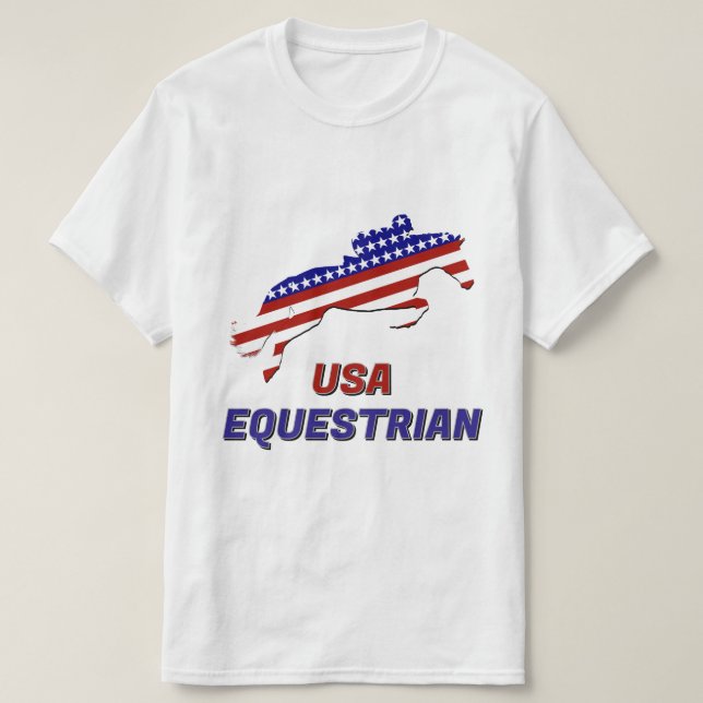 USA Patriotic Equestrian  T-Shirt (Design Front)