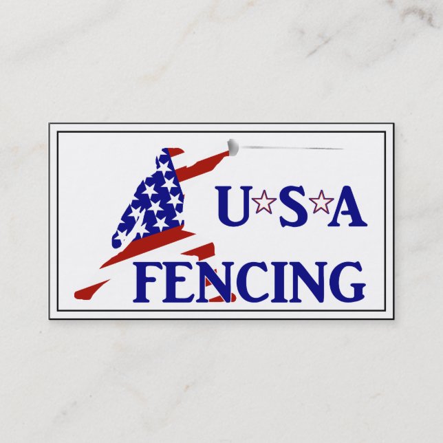 USA Patriotic Fencing En Garde Sports Business Card (Front)