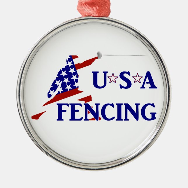 USA Patriotic Fencing En Garde Sports Metal Ornament (Front)