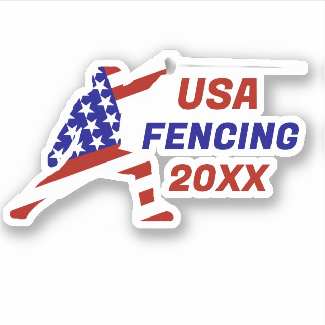 USA Patriotic Fencing En Garde Sports Sticker (Front)