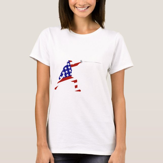 USA Patriotic Fencing En Garde Sports T-Shirt (Front)