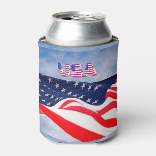USA Patriotic Flag Holiday Insulated Can Cooler