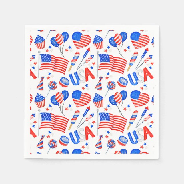 USA Patriotic Flag Paper Napkin (Front)