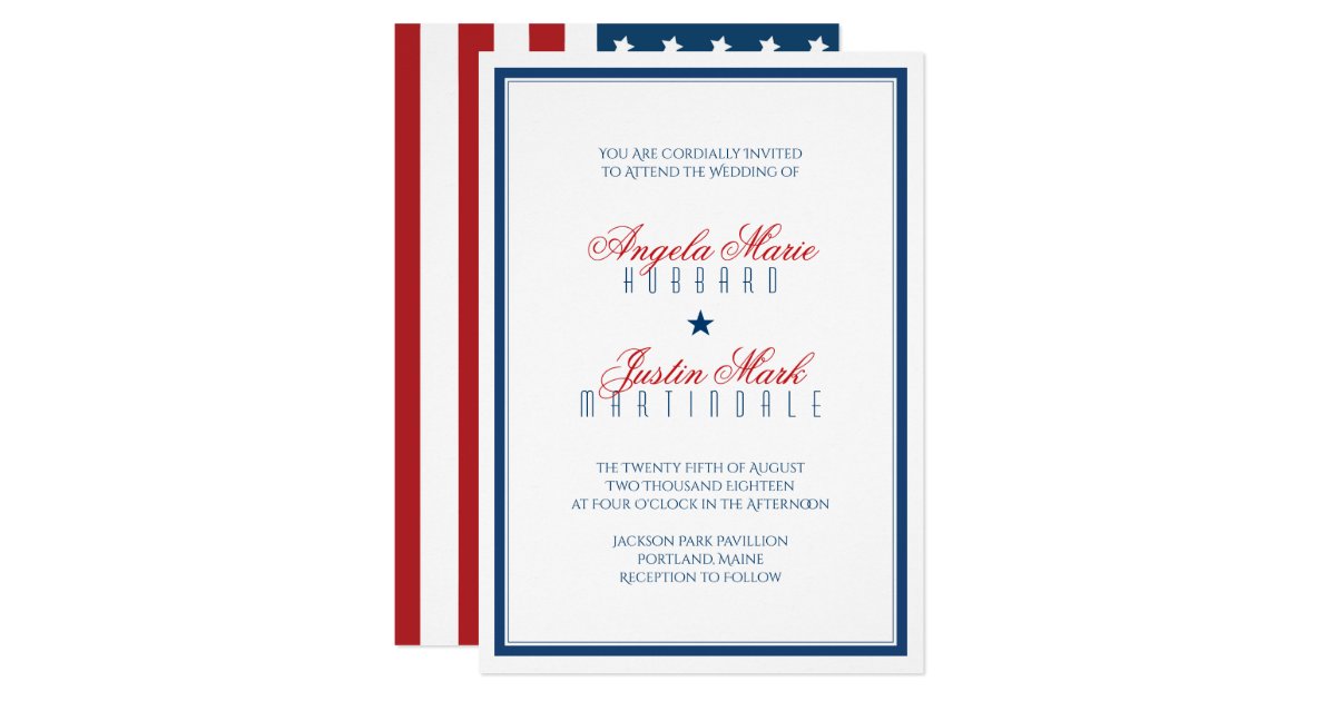 USA Patriotic Flag Wedding Invitation