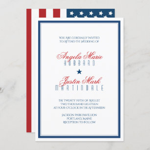 USA Patriotic Flag Wedding Invitation