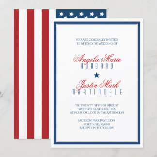 USA Patriotic Flag Wedding Invitation