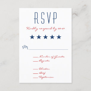 USA Patriotic Flag Wedding RSVP 2 Card