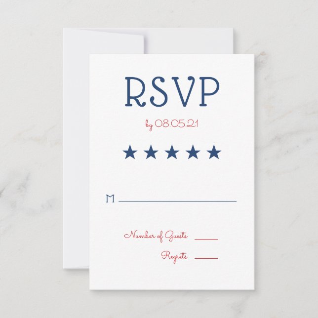 USA Patriotic Flag Wedding RSVP 3 Card (Front)