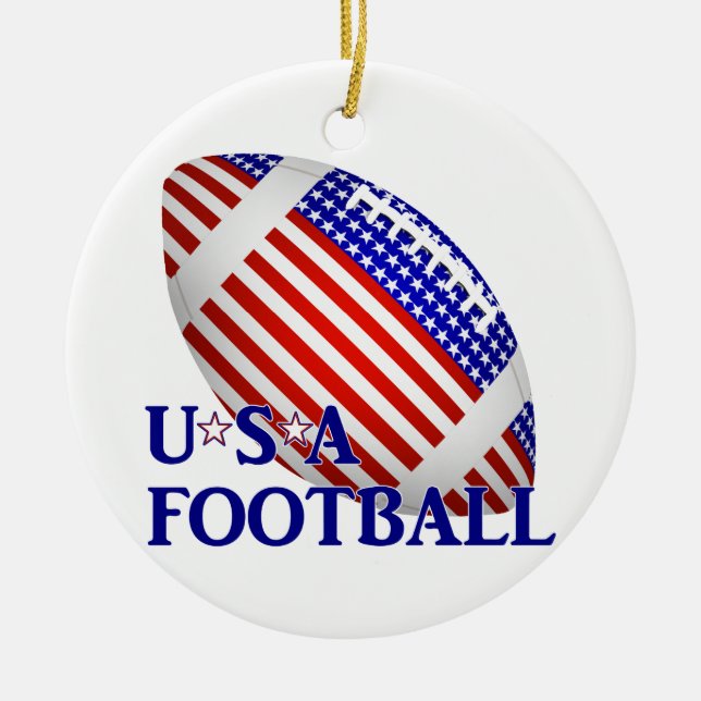 USA Patriotic Football Sports Ceramic Ornament (Front)