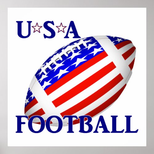 USA Patriotic Football Sports Poster