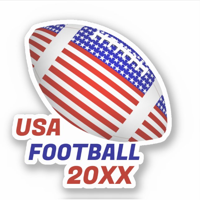 USA Patriotic Football Sports Sticker (Front)