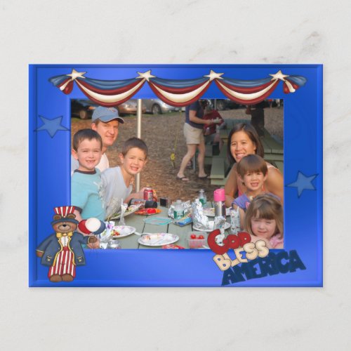 USA Patriotic Frame Custom Photo God Bless America Postcard