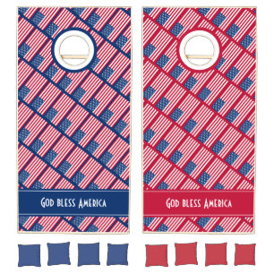 USA Patriotic GOD BLESS AMERICA Personalized Cornhole Set