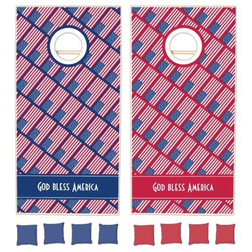 USA Patriotic GOD BLESS AMERICA Personalized Cornhole Set