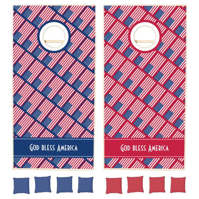 USA Patriotic GOD BLESS AMERICA Personalized Cornhole Set (Set)