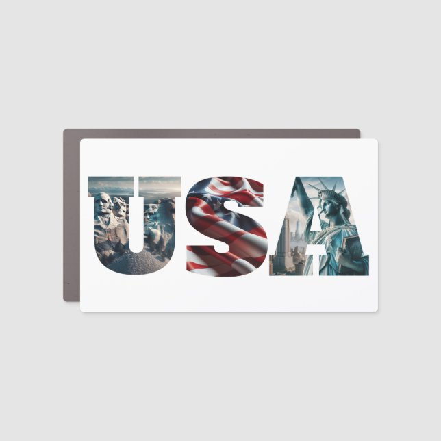 USA Patriotic Iconic American Images Car Magnet (Front)