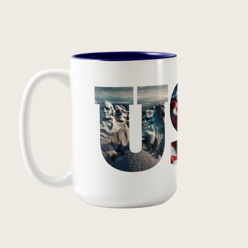 USA Patriotic Iconic American Images Two-Tone Coffee Mug
