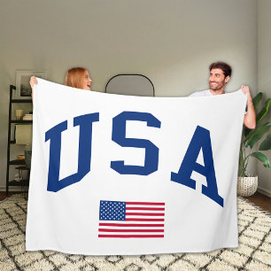 USA Patriotic Independence Day American Flag Fleece Blanket