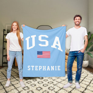 USA Patriotic Independence Day American Flag Fleece Blanket