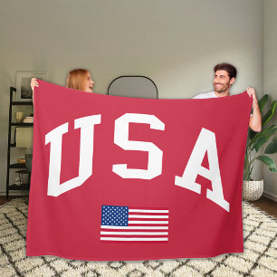 USA Patriotic Independence Day American Flag Fleece Blanket