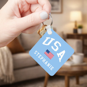 USA Patriotic Independence Day American Flag Keychain