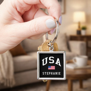 USA Patriotic Independence Day American Flag Keychain