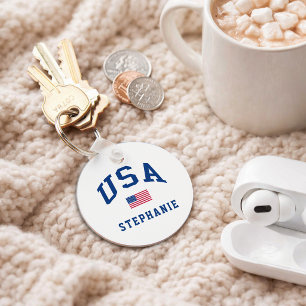 USA Patriotic Independence Day American Flag Keychain