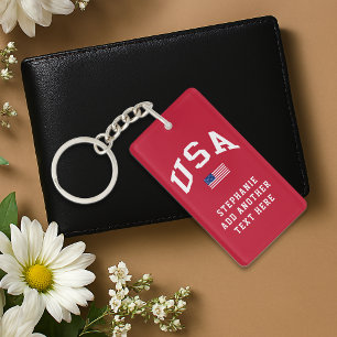 USA Patriotic Independence Day American Flag Keychain