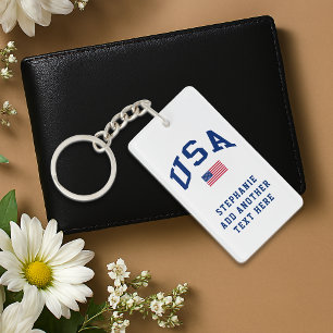 USA Patriotic Independence Day American Flag Keychain