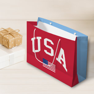 USA Patriotic Independence Day American Flag Large Gift Bag